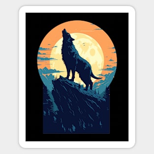 Full Moon Midnight Lone Aplha Black Dire Wolf Sticker